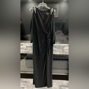 Dress long/ size 14W/ brand Alex Evenings/ color black/ accent: rhinestones.